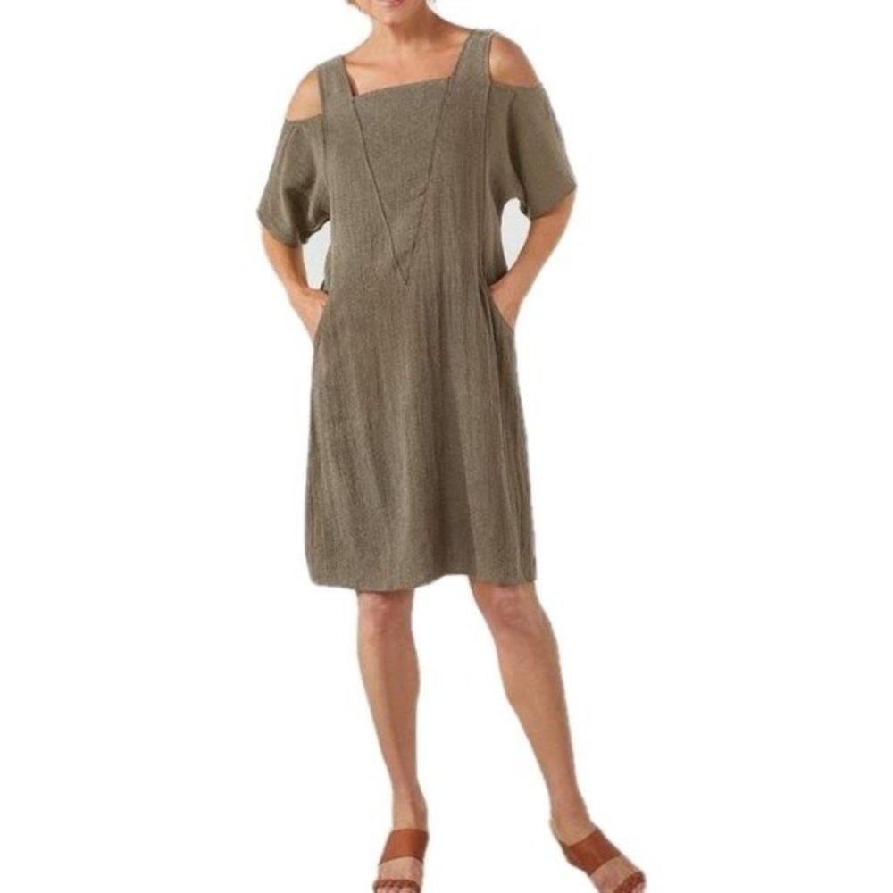 Soft Surroundings Emelia Dress Cold‎ Shoulder Linen